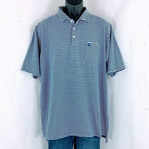 B Draddy Polo Golf Shirt Tommy Striped Peruvian Cotton Knit Size XL - Picture 1 of 10